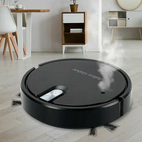 BSR Aspirapolvere robot Aspirapolvere senza fili 5 in 1 con luci d'atmosfera a LED Aspirapolvere umidificante-COLORE: Nero