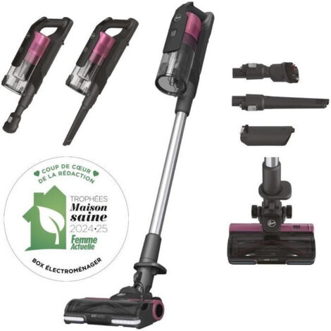 Aspirapolvere senza fili - HOOVER HF920H - 65 AW - 86 dBA - Schermo LED - Rosa / Grigio