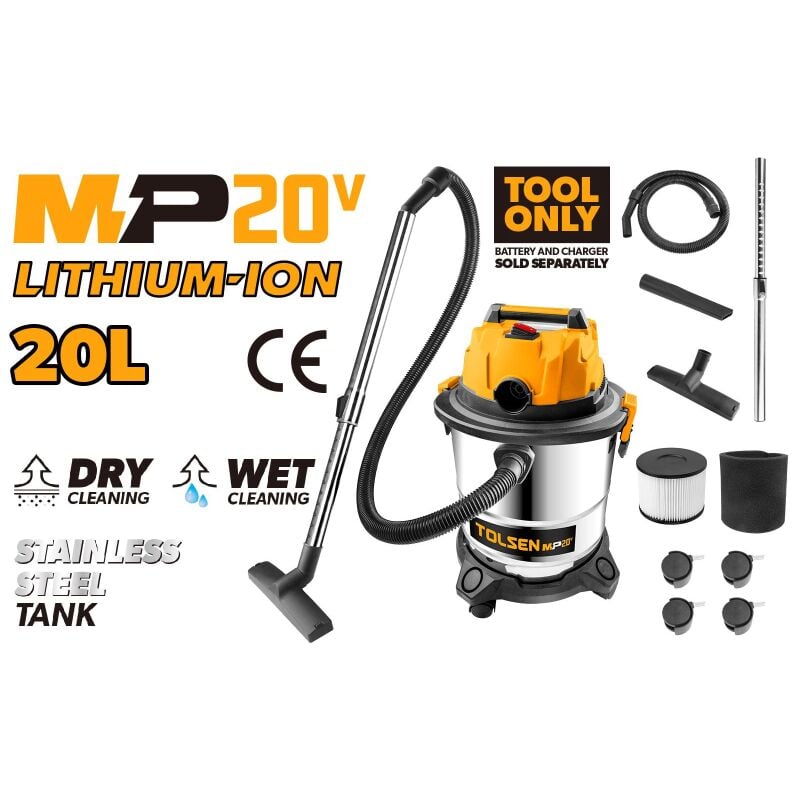 Tolsen - aspirateur a batterie et liquides 20V serie MP20V 20LT