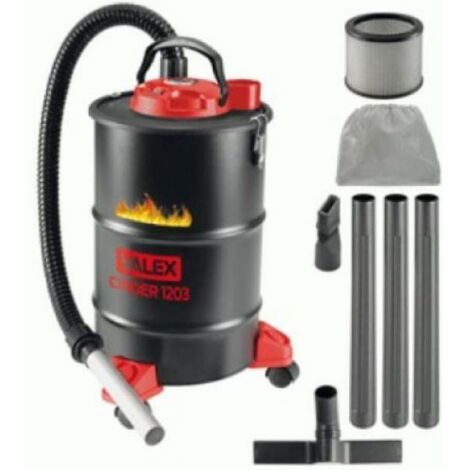 Aspirateur à cendres 1200W – Capacité 20L – Filtre HEPA auto-extinguible – Tuyau flexible en aluminium – Pour cendres chaudes jusqu'à 40°C – Valex