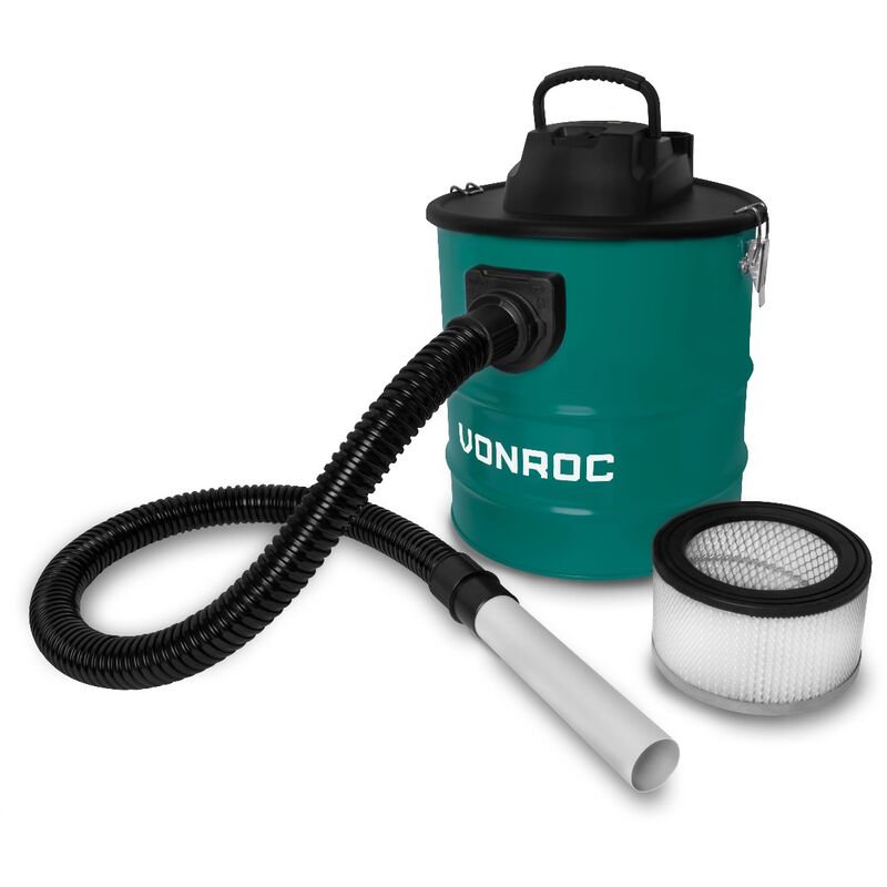 Vonroc - Aspirateur à Cendres 1600W avec réservoir – Pour Cheminée, Foyer, Barbecue et Atelier - Réservoir de 20L, Câble d'Alimentation de 3M, Tuyau