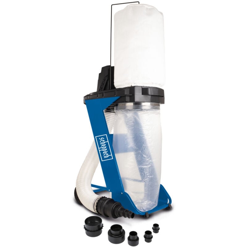 Aspirateur à copeaux DC500 – Aspirateur d'atelier – Volume 75 l – 550 w – Débit d'air 1150 m3/h – Kit d'adaptateurs 4 pièces inclus – Flexible 2 m