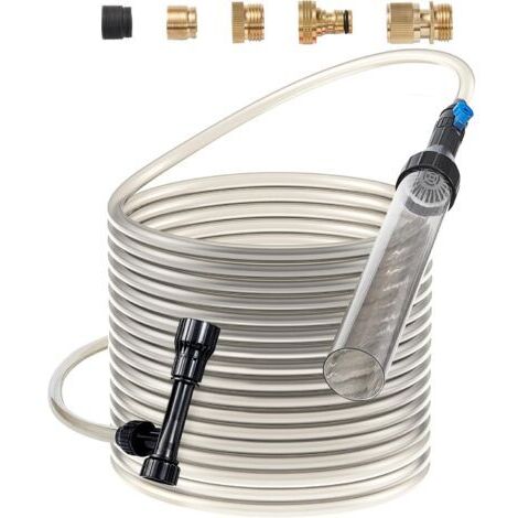 Aspirateur à Gravier pour Aquarium, avec Tuyau en PVC de 15,2 m, Nettoyeur de Gravier à Siphon pour Aquarium, 3 Types d'adaptateurs en Laiton, pour Nettoyer Le Gravier et Le Sable d'aquarium
