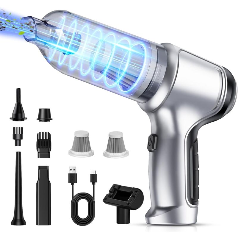 Aspirateur à Main, 12000Pa Type-C Rechargeable Portable Léger Mini Aspirateur, 3 en 1 Aspirateur de Voiture avec Moteur sans Brosse, pour Voiture