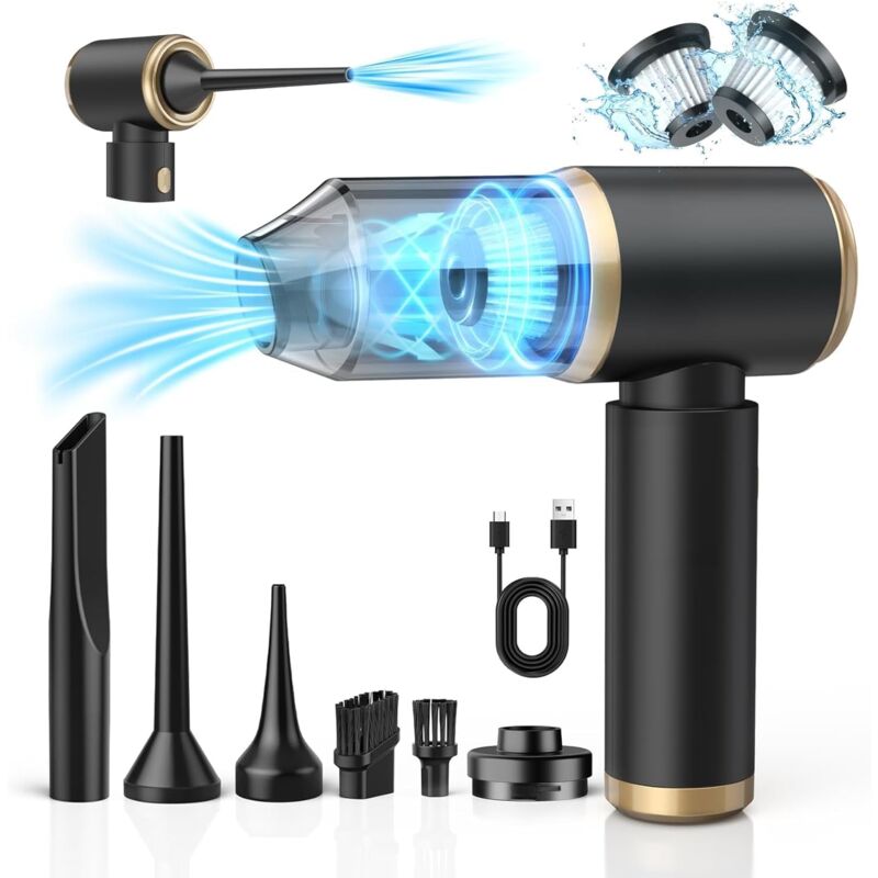 Aspirateur à Main, 15000Pa Aspirateur à Main sans Fil, Aspirateur de Voiture à 2 Vitesses avec Moteur sans Brosse