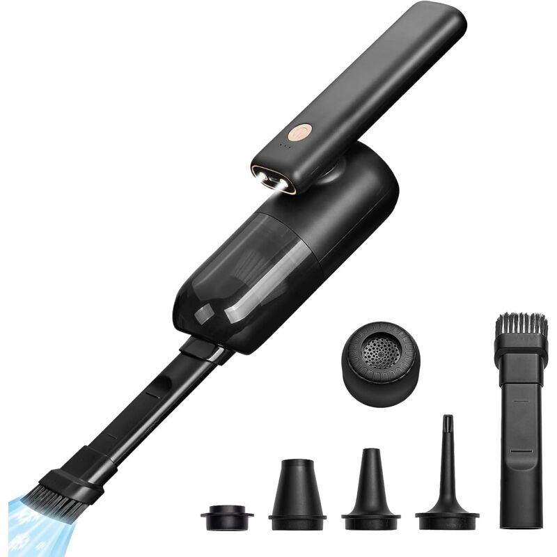 Aspirateur à Main, 2 en 1 Mini Aspirateur sans Fil avec Lampe led et Filtre hepa Lavable, 4000 mAh Rechargeable Courir 20Min pour Maison, Voiture,