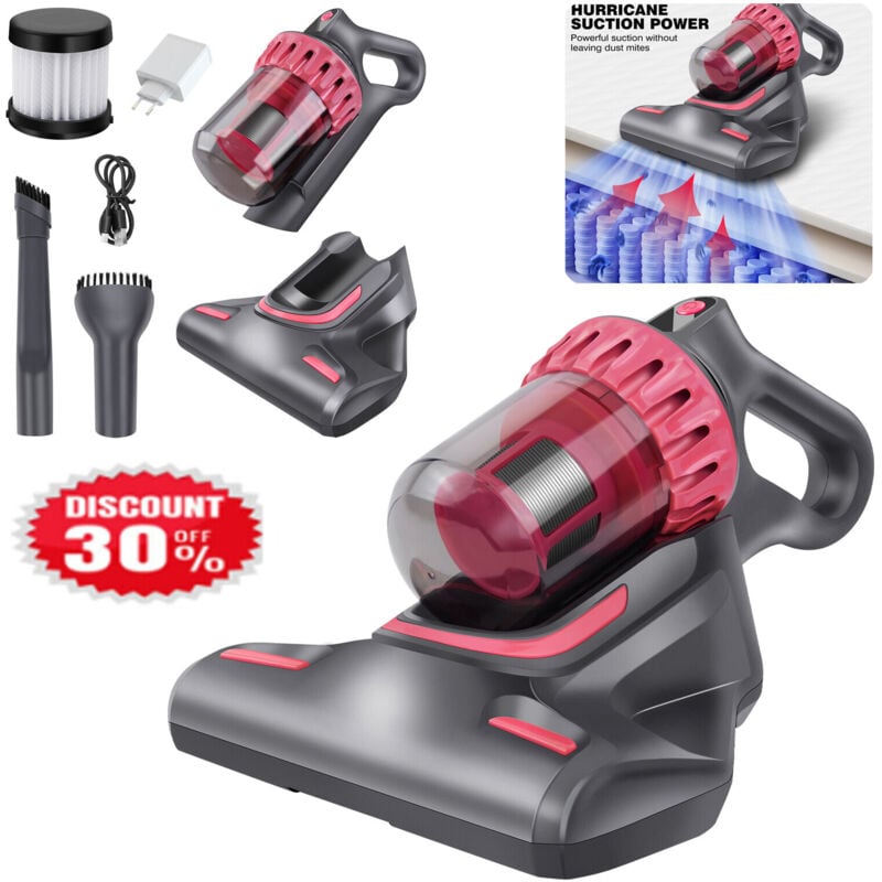 Aspirateur à main 3 en 1 Aspirateur d'acariens Nettoyeur de matelas 3000W avec lumière uv 35Kpa