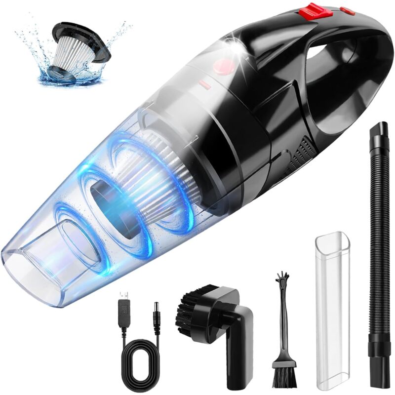 Hsha - Aspirateur à Main Aspirateur à Main Aspirateur Rechargeable Sans Fil Voiture Portable avec Forte Aspiration Mini Aspirateur 12000PA avec Buses