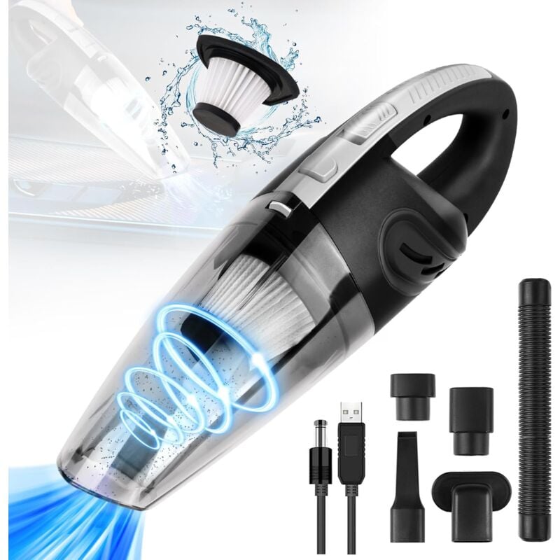 Beijiyi - Aspirateur à main, aspirateur de voiture rechargeable 4500 pa 120 w (pour voiture/cuisine), aspirateur de bureau de voiture portable sans
