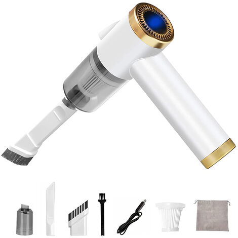 Aspirateur à main Aspirateur de voiture9000Pa Forte puissance d'aspiration Portable Mini aspirateur de voiture Aspirateur rechargeable sans fil avec lumière LED Aspirateur pliable à 90 °