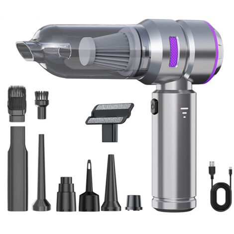 Aspirateur à main, aspirateur sans fil 3-en-1 de 16 000 Pa, puissant aspirateur pour voiture à 3 vitesses, mini-aspirateur rechargeable pour voiture, maison et poils d'animaux