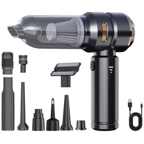 Aspirateur à main, aspirateur sans fil 3-en-1 de 16 000 Pa, puissant aspirateur pour voiture à 3 vitesses, mini-aspirateur rechargeable pour voiture, maison et poils d'animaux