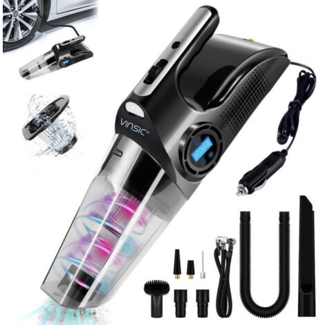 Aspirateur à Main de Voiture 4 en 1, 8 KPA Aspirateur Portatif avec Gonfleur pneu de Voiture, Aspirateur de Table Portable