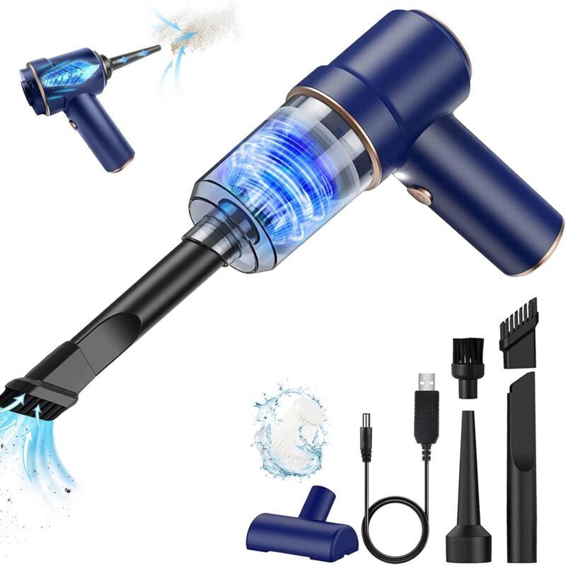 Aspirateur à main de voiture, mini aspirateur puissant 120 W 4000 mA, aspirateur à main avec lumière LED et filtre HEPA lavable