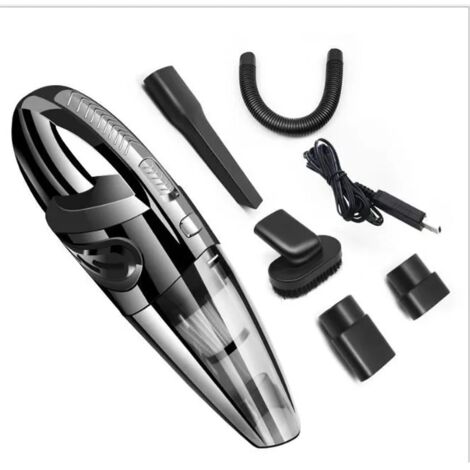 Aspirateur à Main de Voiture - Sans Fil Rechargeable - Puissante Aspiration - Nettoyage Humide et Sec - Noir