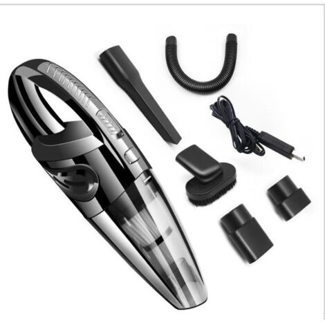 Aspirateur à Main de Voiture - Sans Fil Rechargeable - Puissante Aspiration - Nettoyage Humide et Sec - Noir