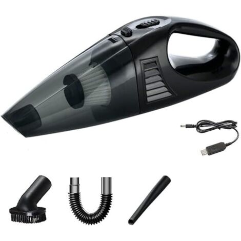 Aspirateur à main pour voiture – Petit aspirateur à main haute puissance 12 V – avec divers accessoires – pour voiture et maison – Noir
