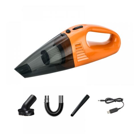 Aspirateur à main pour voiture – Petit aspirateur à main haute puissance 12 V – avec divers accessoires – pour voiture et maison – Orange
