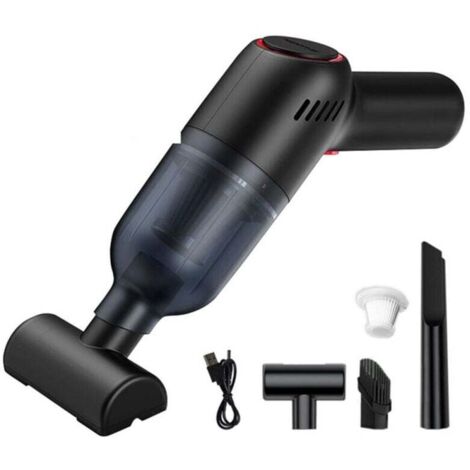 Aspirateur à main rechargeable, pour voiture, sec et humide, portable. Pour tapis de voiture - noir.