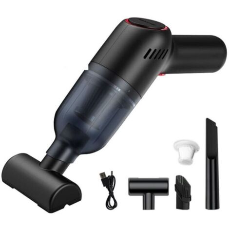 Aspirateur à main rechargeable, pour voiture, sec et humide, portable. Pour tapis de voiture - noir.