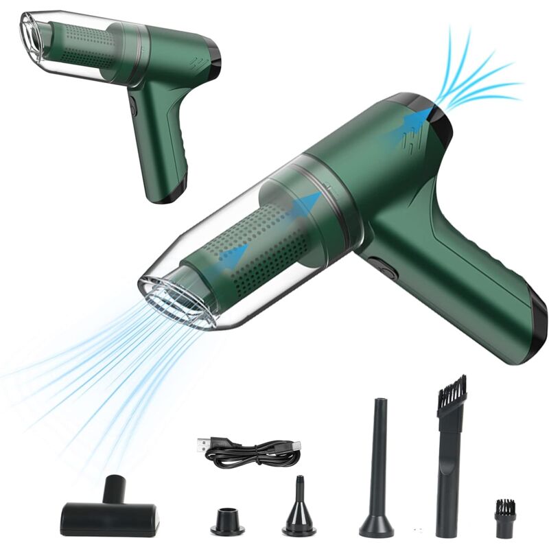 Aspirateur à Main Sans Fil, 120W Moteur Sans Balai Aspirateur de Voiture avec 12000PA d'aspiration Puissante, Rechargeable Mini Aspirateur Souffleur