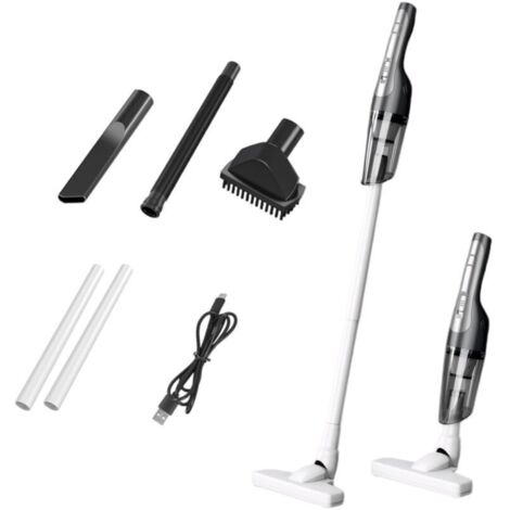 Aspirateur à main sans fil 120W, suction 12000Pa, filtre HEPA - design 2-en-1 pour auto et maison, avec 2 tuyaux rigides et brosse de sol.