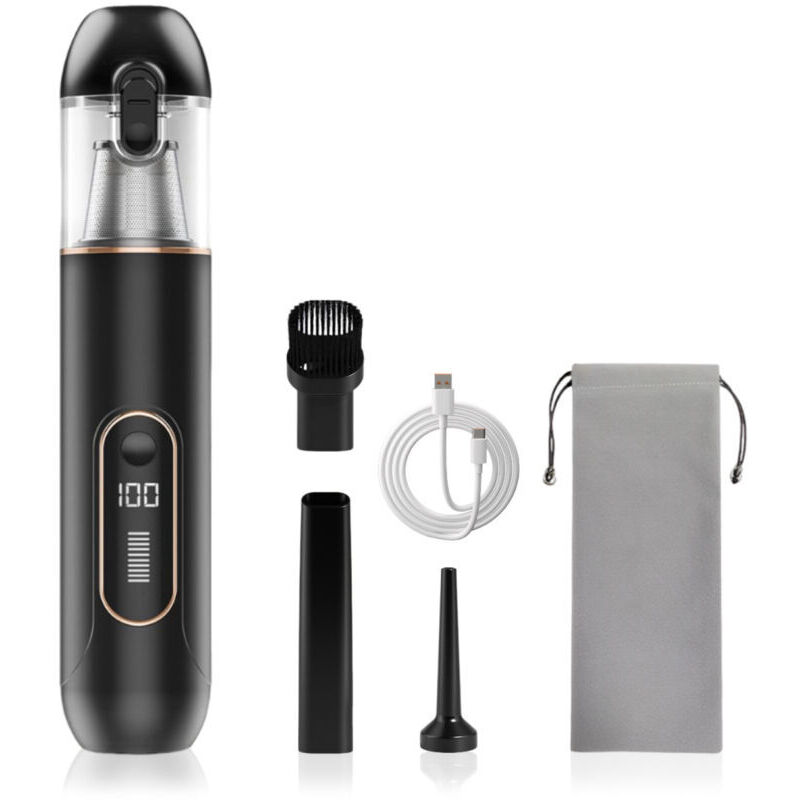 Aspirateur à main sans fil 13000 Pa, mini design pour auto, PC, canapé et maison. Nettoyage des fissures, fonction soufflage, batterie 1800 mAh.