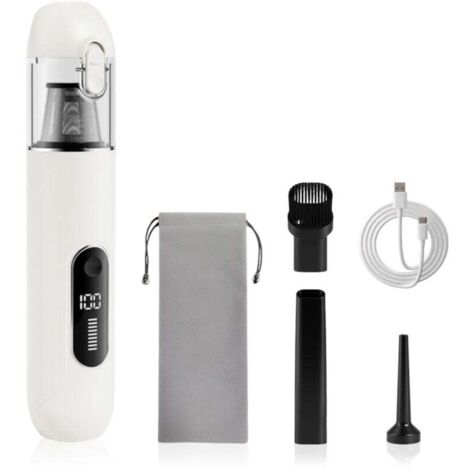 Aspirateur à main sans fil 13000 Pa, mini design pour auto, PC, canapé et maison. Nettoyage des fissures, fonction soufflage, batterie 1800 mAh.