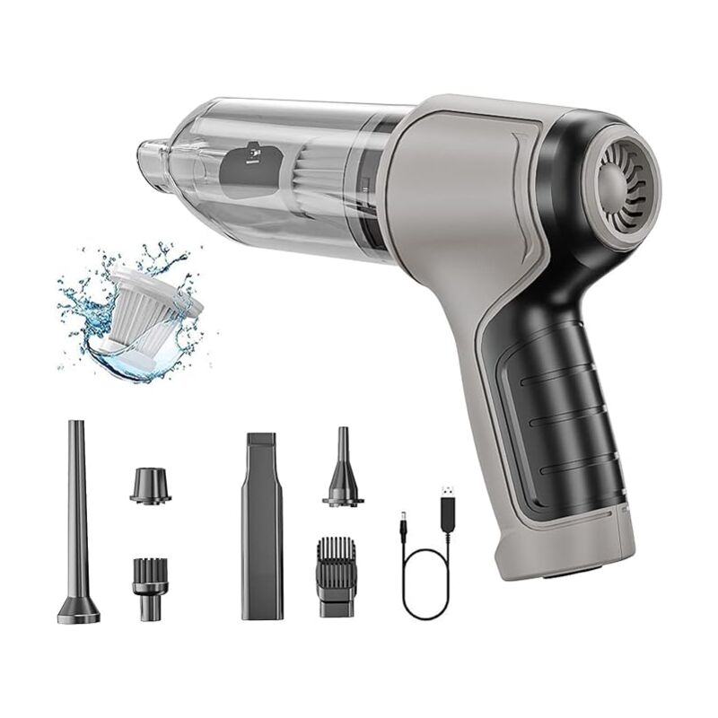 Lifcausal - Aspirateur à main sans fil 3 en 1 pour voiture, chargement usb, 120 W/12 000 Pa, aspirateur sec et humide, aspirateur de voiture