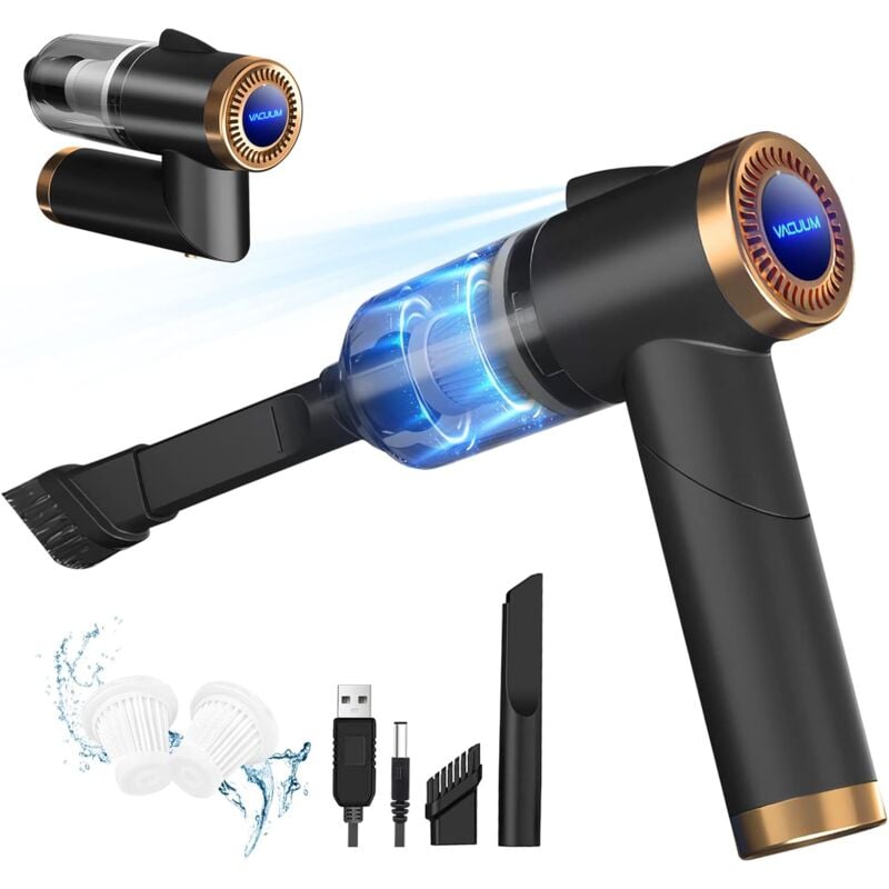 Ersandy - Aspirateur à Main sans Fil, 9000Pa 120W Mini Puissant 4000 mAh Rechargeable, avec Lampe led Filtre hepa usb Aspirateur de Table pour Maison