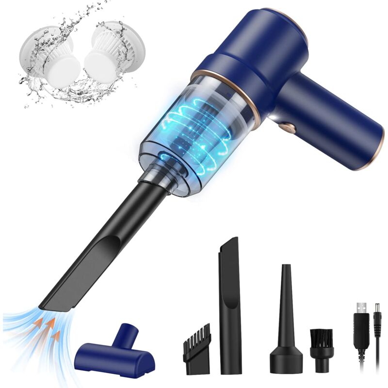 KZQ - Aspirateur à Main sans Fil, Aspirateur de Voiture, Mini Aspirateur à Main, Aspiration Puissante, Rechargeable 2 en 1 Succion Légère pour