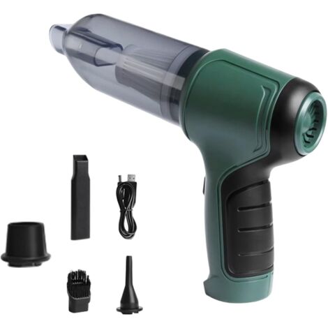 Aspirateur à main sans fil, mini aspirateur portatif, aspirateur de voiture avec aspiration puissante, rechargeable 3 en 1 (aspiration et soufflage), léger (vert armée)