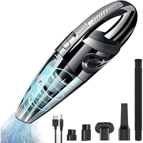 Aspirateur à main sans fil portable avec filtre lavable à fonction humide et sèche et 5 buses rechargeables pour la maison, la table, la voiture 1 paquet
