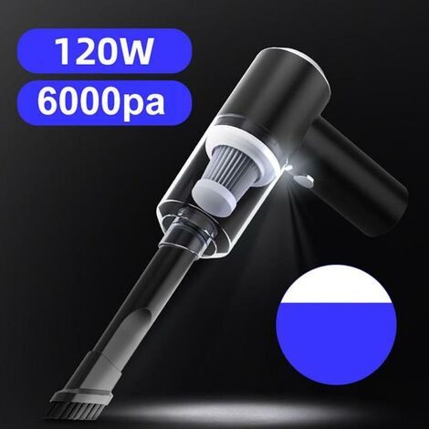 Aspirateur à main sans fil Portable haute puissance, Super aspiration, outils de nettoyage à double usage pour voiture et maison, 6000pa,Black
