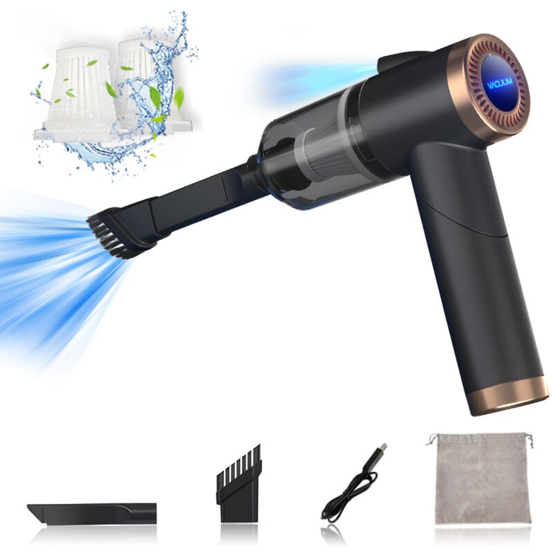 Aspirateur à main sans fil pour voiture Aspirateur portable pliable à 90 degrés pour le nettoyage de la voiture/maison Aspiration 9000 Pa Aspirateur
