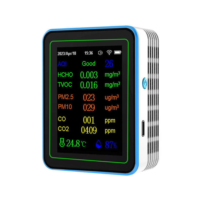 Détecteur de qualité de l'air WiFi 12 en 1, détecteur de dioxyde de carbone avec affichage de l'heure et de la date, AQI PM2.5 PM10 HCHO TVOC CO2,