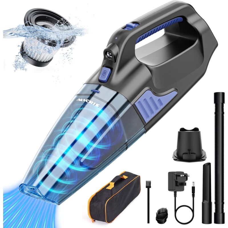 Aspirateur à main sans fil puissant 16 kpa, aspirateur à main rechargeable avec charge rapide, aspirateur de voiture sans fil avec filtre hepa