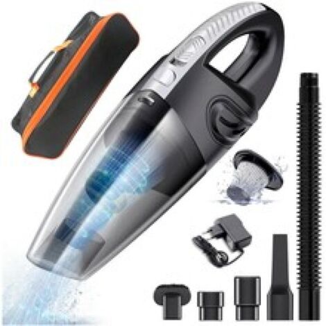 Aspirateur à Main sans Fil Puissant Portable 120W 3600mAh avec Fonction Huimide & Sèche Filtre HEPA Lavable et 5 Buses Rechargeable pour Maison,Table, Bureau, Voiture,Noir et argent