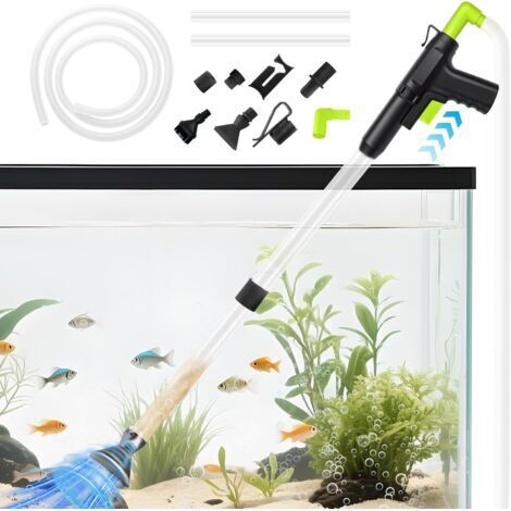 Aspirateur Aquarium, 5 en 1 Nettoyeur Gravier Aquarium, Rapide Aquarium Changeur l'eau, Kit de Nettoyage Amovible Nettoyage Aquarium pour Filtre à Eau Gravel