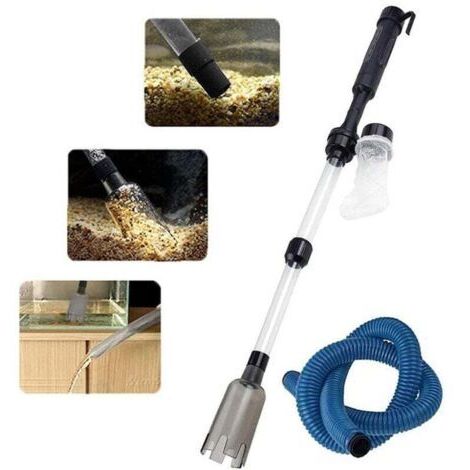 Aspirateur Aquarium Electrique, 3en1 Kit de Siphon d'Aquarium, Pompe à Siphon à Vide, Changeur d'Eau Laveur de Sable Nettoyage Des Débris Filtre Aspirateur de Gravier Électrique Convient pour