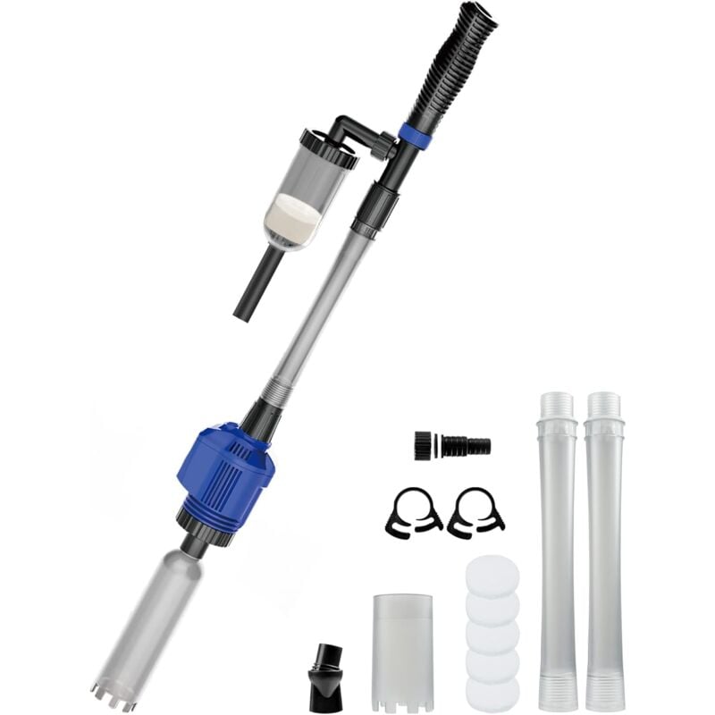 Aspirateur automatique d'aquarium 3 en 1, nettoyeur de gravier avec éponge filtrante, aspirateur de gravier électrique pour aquariums moyens et
