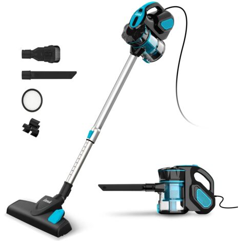 Aspirateur avec Fil, Aspirateur Balai Filaire sans Sac, 18Kpa 600W 3 en 1 Aspirateur à Main, Aspirateur avec Câble Léger Portable pour Sols Durs, Poils d'animaux domestiques, Bleu