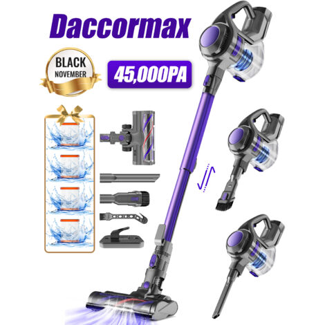 Aspirateur balai sans fil 500W – Puissance d'aspiration 45000Pa – Autonomie 54 min – Filtration HEPA 5-en-1 – Batterie amovible – Daccormax - Filtration-54