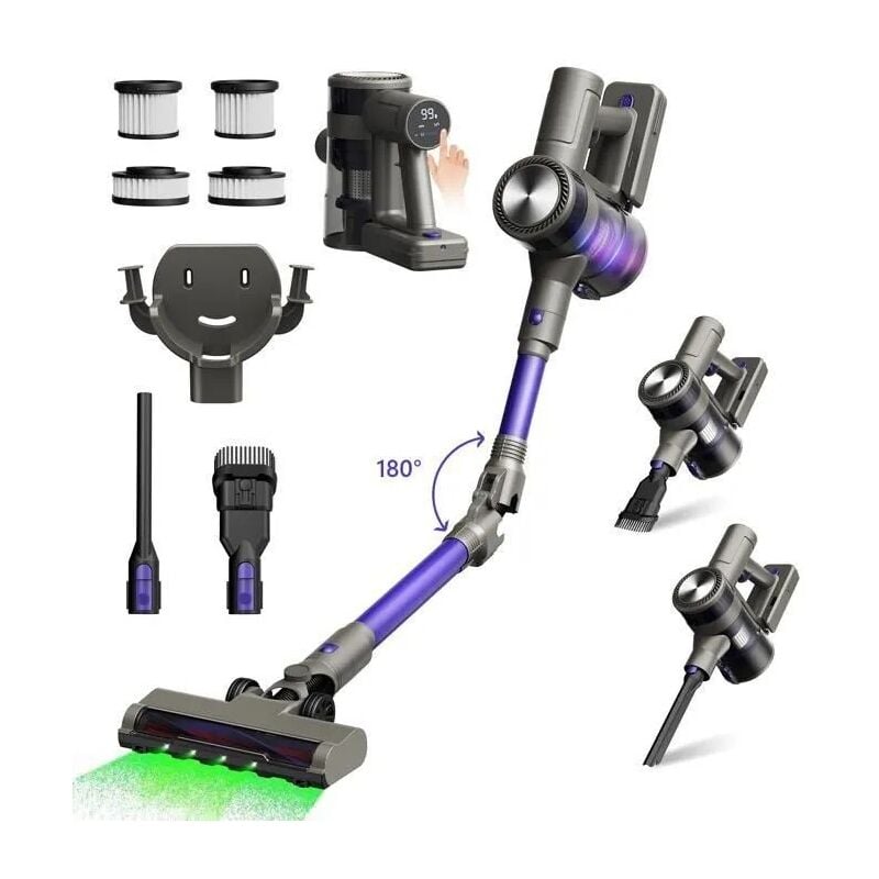 Vicsonic - Aspirateur Balai sans Fil 630W/62Kpa 73700mAh 65min d'Autonomie Filtration en 7 Etapes Ecran oled Intelligent Brosse Lumière Verte