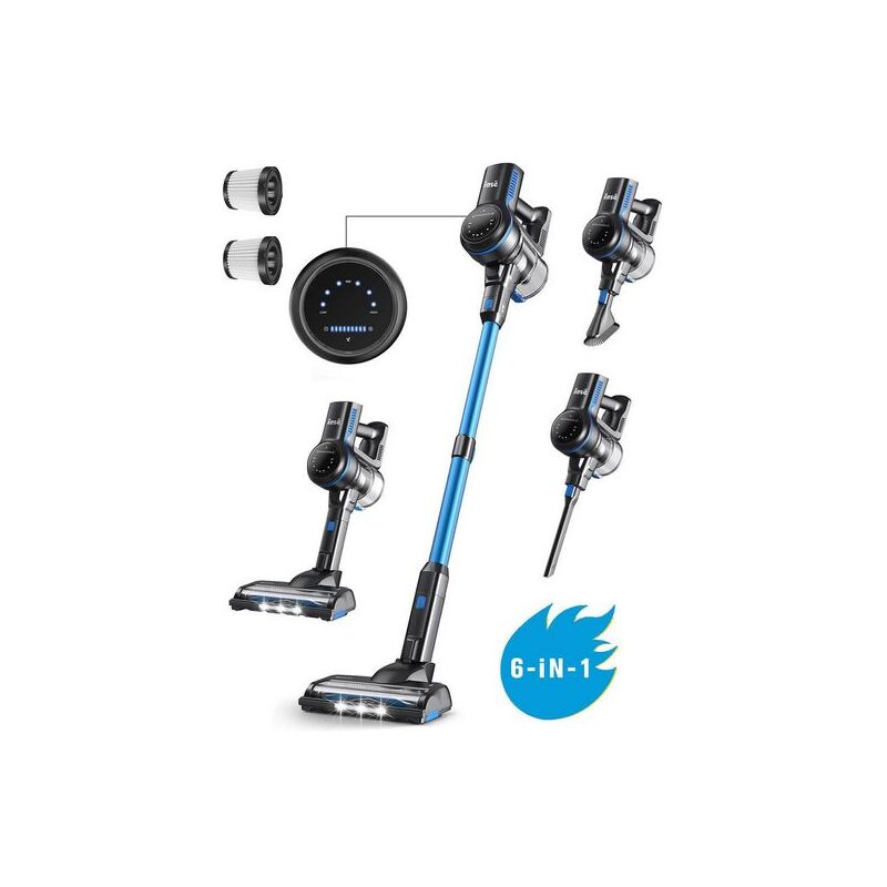 Outigo - Aspirateur Balai sans Fil, inse, S7P, Bleu, 6 en 1 Aspirateur à Manche Léger, 26kpa, 45 Mins d'Autonomie, 65db, 265W, 1L Réservoir