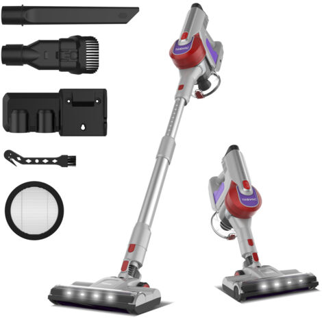 Aspirateur Balai Sans Fil TASVAC S8 Rouge avec Écran LED et Brosse Douce - Design Léger ABS+PC, 23 kPa Puissance, 50 min Autonomie, Filtration HEPA 5 étages
