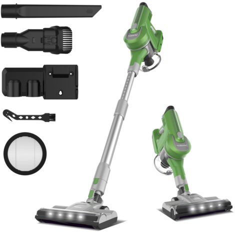 Aspirateur Balai Sans Fil TASVAC S8 Vert avec Affichage LED et Brosse Douce - Design Léger ABS+PC, 23 kPa Puissance, Filtration HEPA 5 étages, Batterie Amovible 50 min