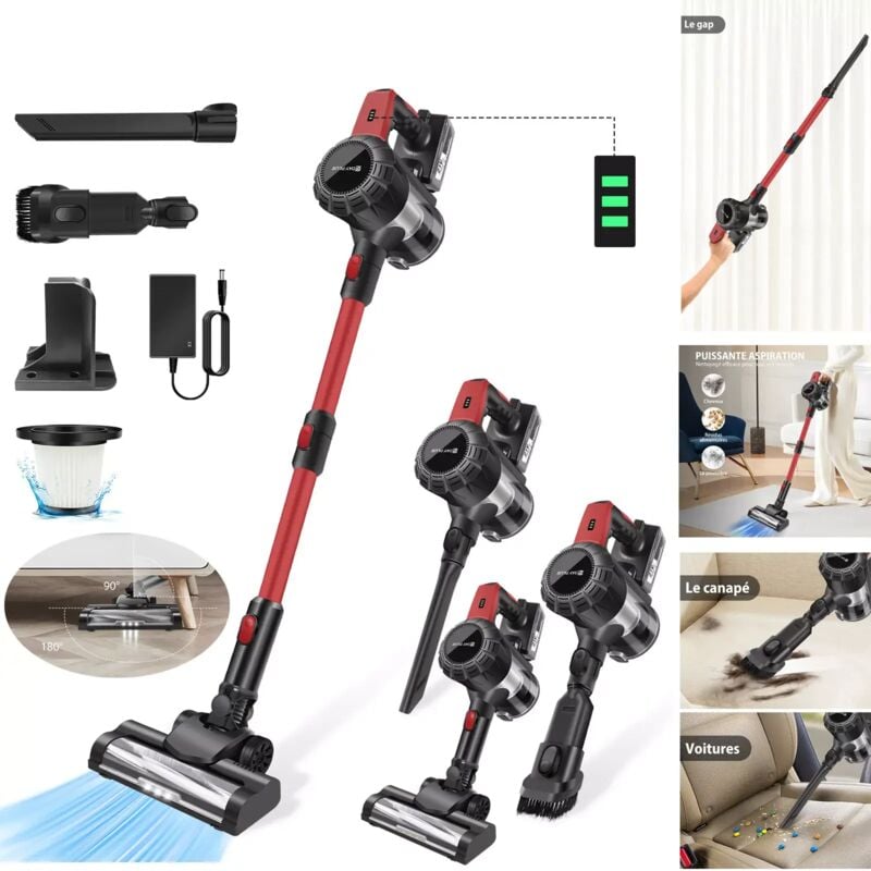 Aspirateur bâton sans fil 6000W Aspirateur ménager sans fil Manche télescopique