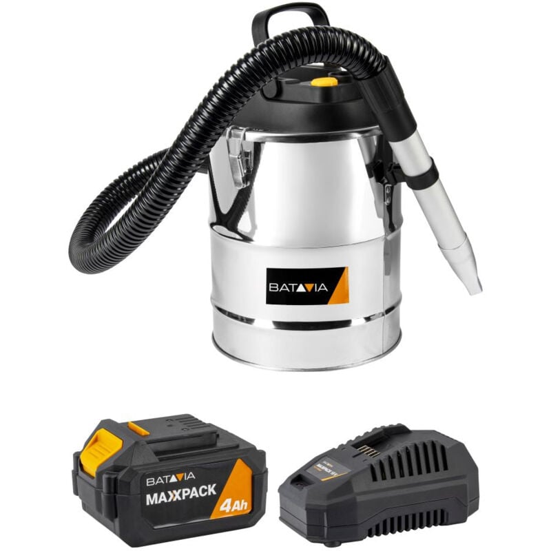 Aspirateur à cendres 18V sans fil Batavia Maxxpack - Batterie 4.0 Ah et chargeur rapide 4.0 Ah inclus
