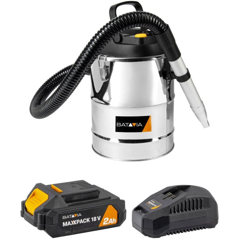 Aspirateur à cendres 18V sans fil Batavia Maxxpack - Batterie 2.0 Ah ET chargeur 2.4 Ah inclus